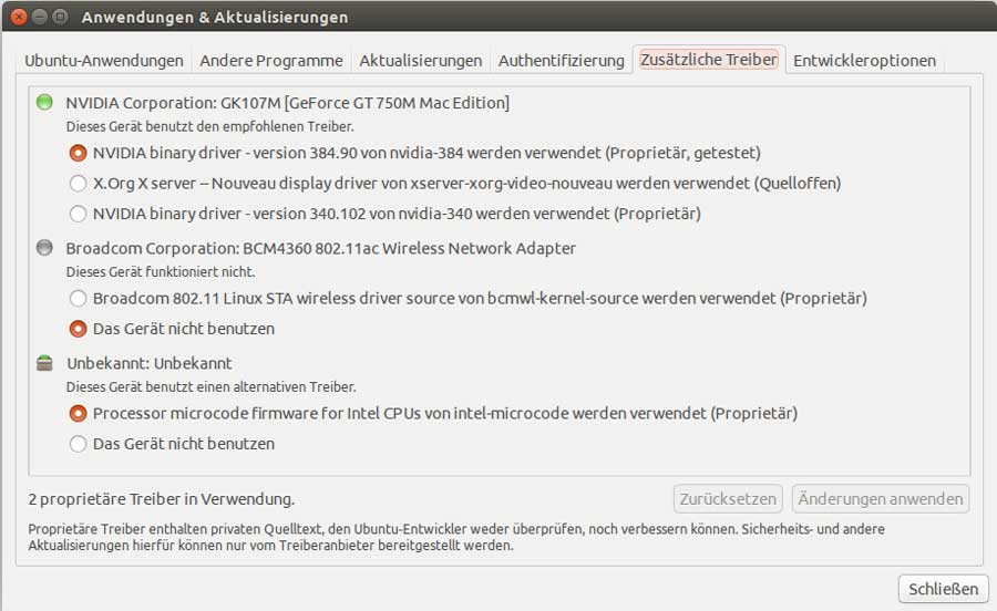 Treiber installieren
