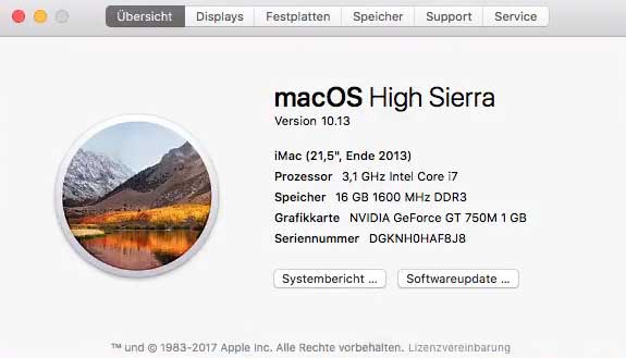 iMac-Systeminfo